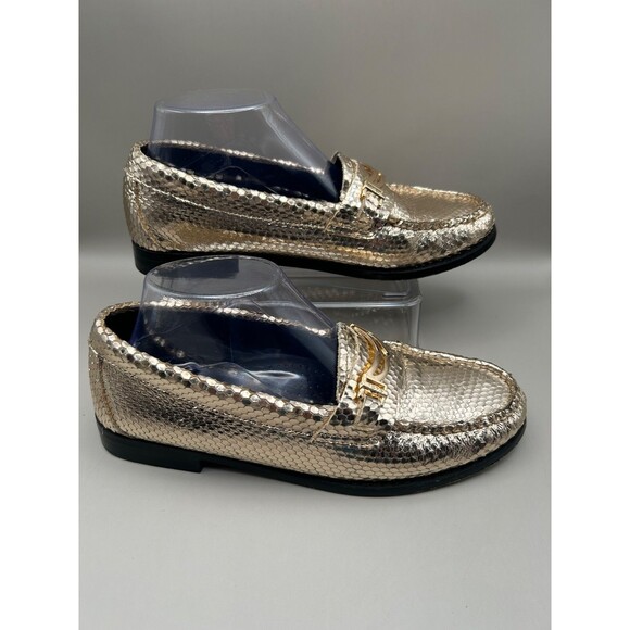 G.H. Bass Weejuns Lilianna Keeper Bit Gold Loafers Snake Women's Size 7.5 M - Picture 3 of 7